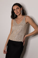 Lana Stone Sequin V-Neck Top