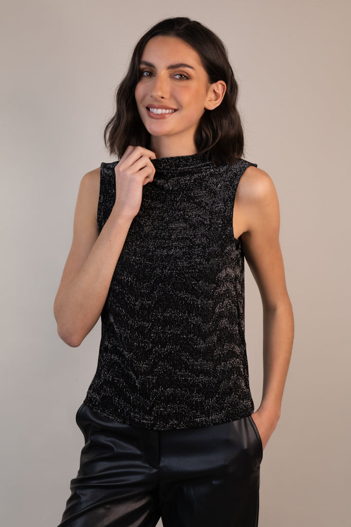 Lucy Black & Silver Lurex Glitter Top