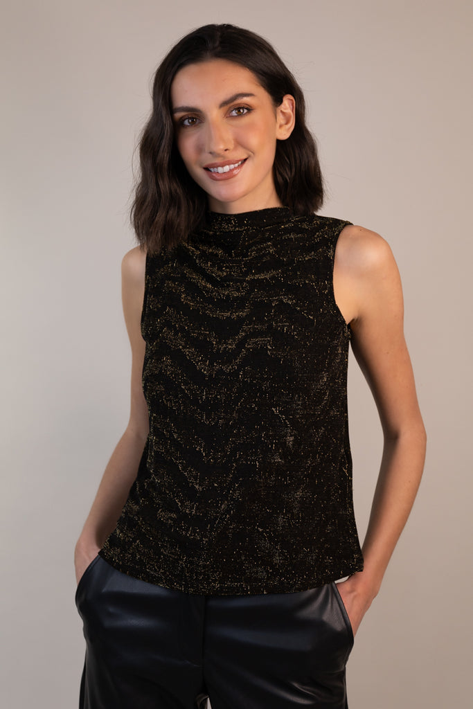 Lucy Black & Gold Lurex Glitter Top