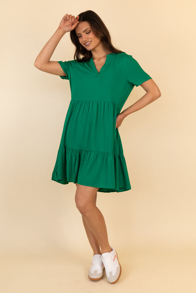 Paya UltraMarine Green V-Neck Dress