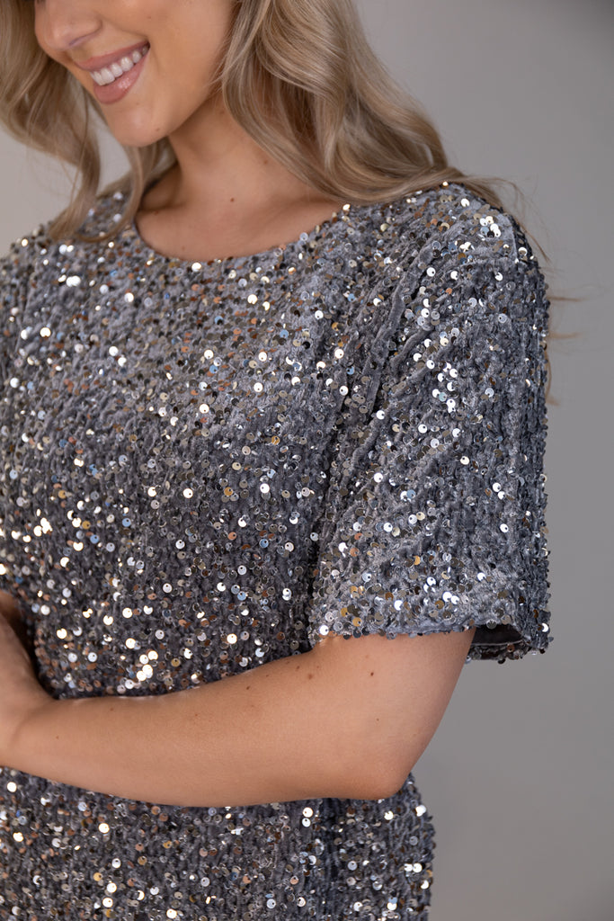 Faith Silver Sequin Top