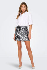 Jadel Silver Sequin Disc Mini Skirt