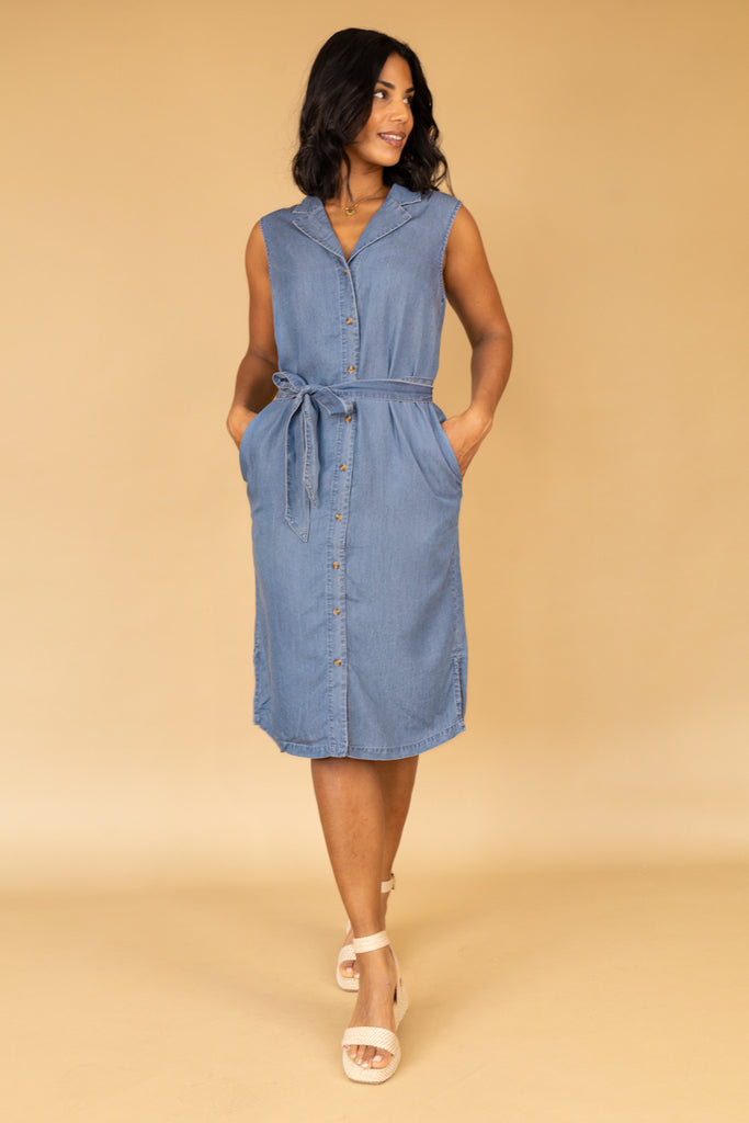 Bree Medium Blue Denim Shirt Dress