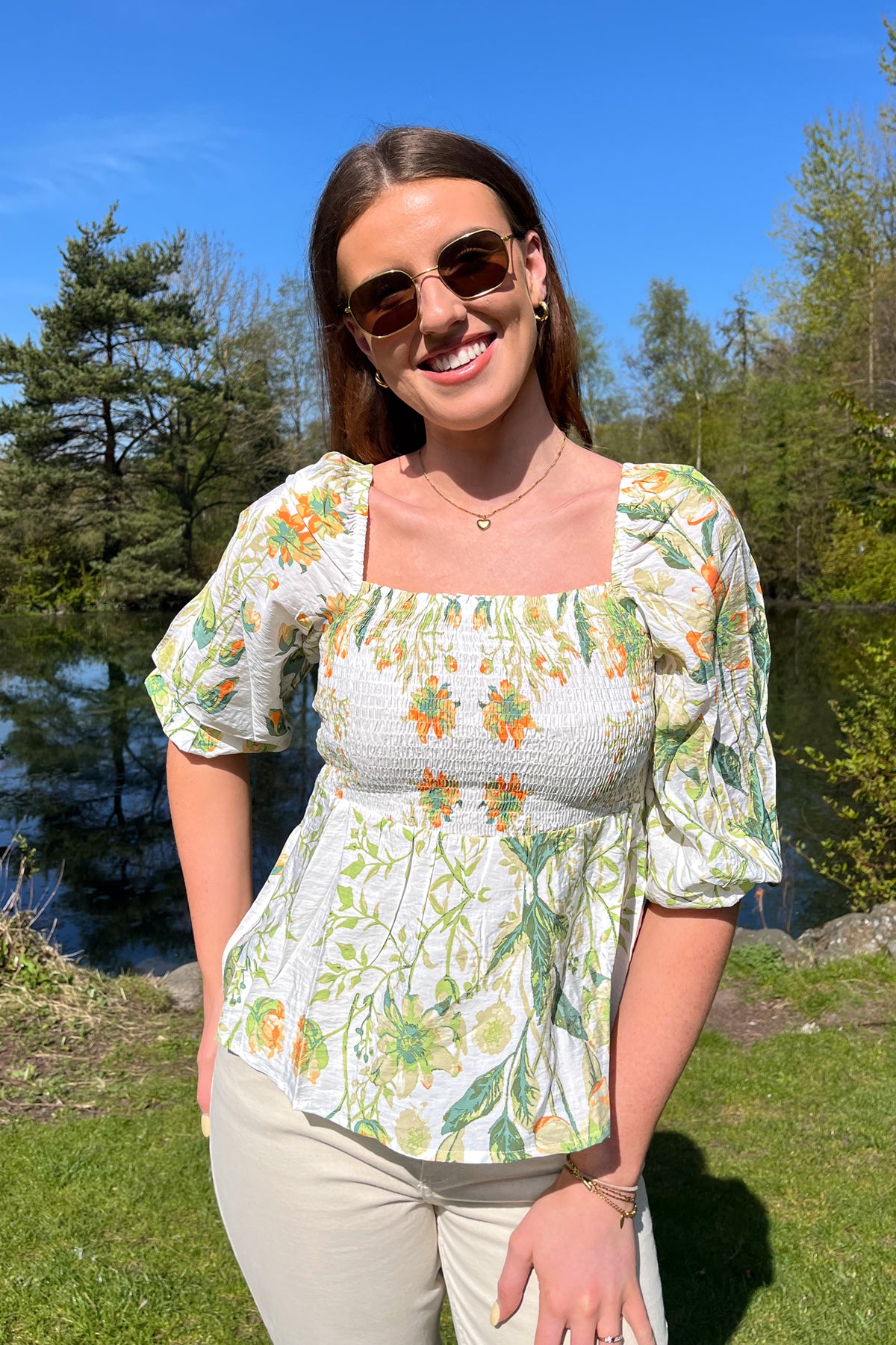 Josie Green Garden Smock Top