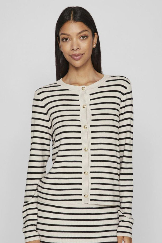 Zicha Cream & Black Striped Cardigan