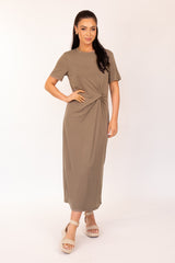 Anora O-Neck Mocha Twist Dress