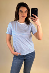 Ria Stripe Blue & White Basic Tee