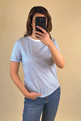 Ria Stripe Blue & White Basic Tee