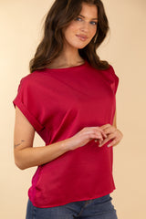 Ellette Magenta Pink Satin Top