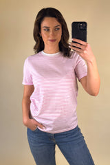 Ria Stripe Pink & White Basic Tee