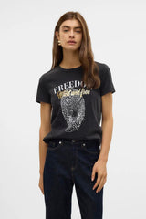 Vasta Black Acid Wash Freedom Graphic Tee