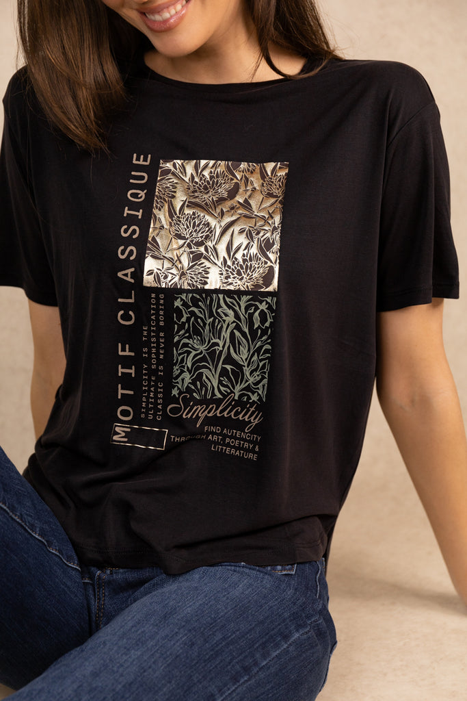 Free Life Black Botanical T-Shirt