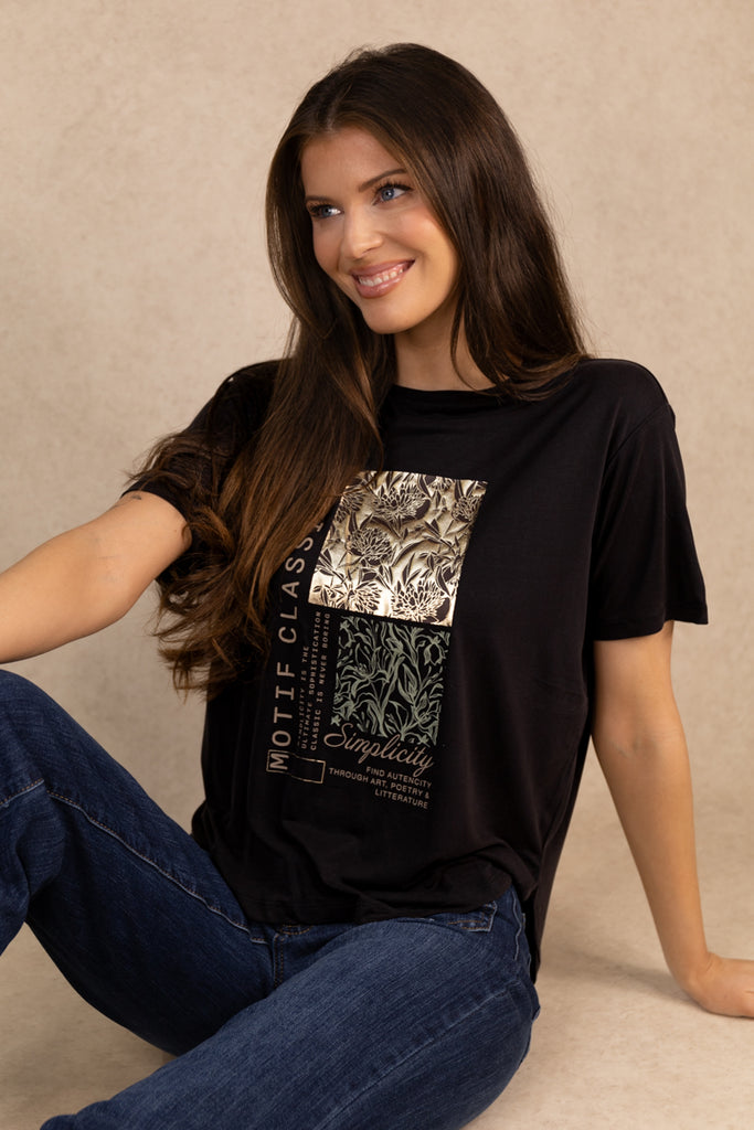 Free Life Black Botanical T-Shirt