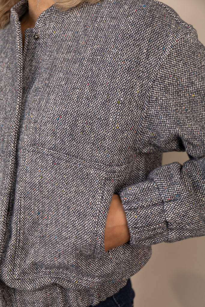 Polly Denim Blue Tweed Bomber