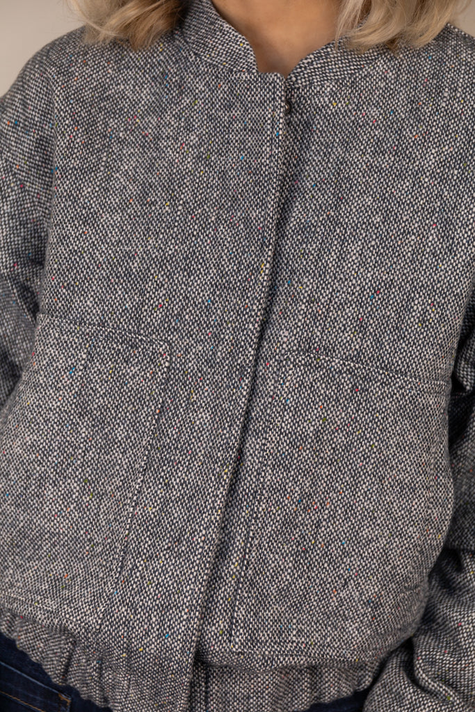 Polly Denim Blue Tweed Bomber