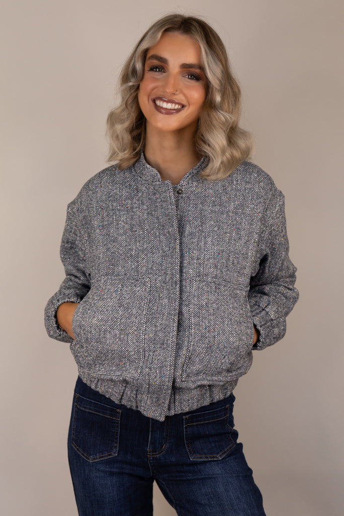 Polly Denim Blue Tweed Bomber