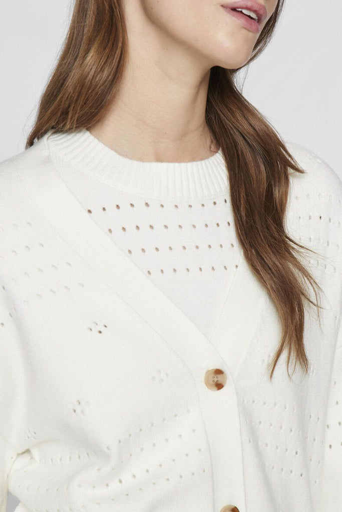 Viril V-Neck White Cardigan