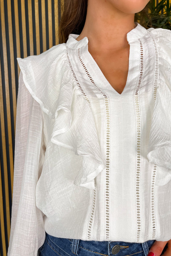 Auro White Frill Blouse