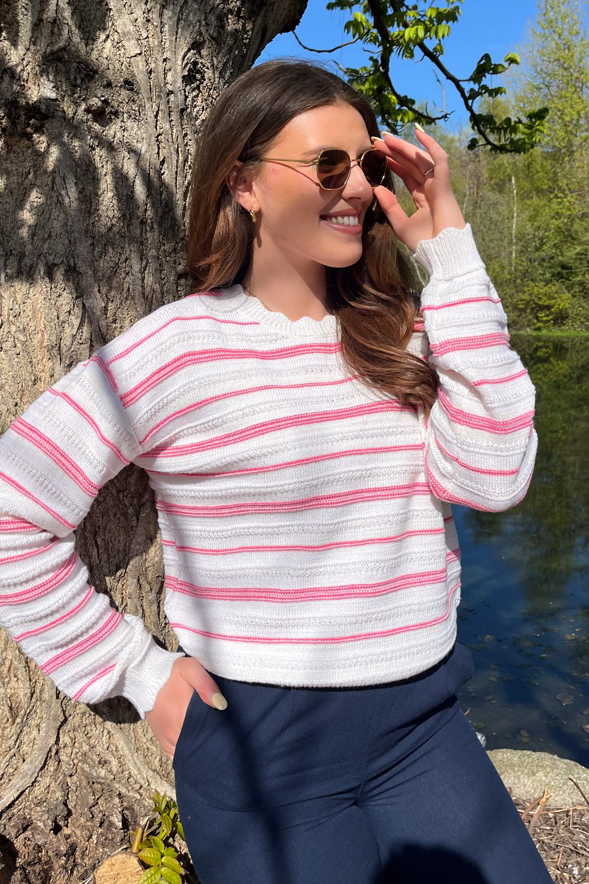 Savanna Pink & White Stripe Knit