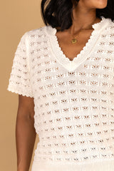 Toto White V-Neck Knit Top