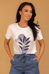 Maggie Blue Leaf Print T-Shirt