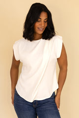 Suzi Pleat Front White Top