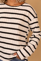 Reina Black & Cream Stripe Knit