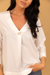 Eva White Button Blouse