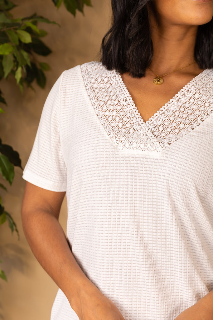 Kersey White Lace Detail T-Shirt