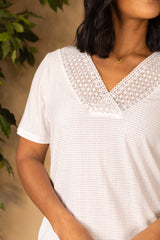 Kersey White Lace Detail T-Shirt