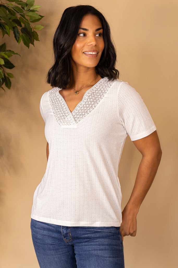 Kersey White Lace Detail T-Shirt