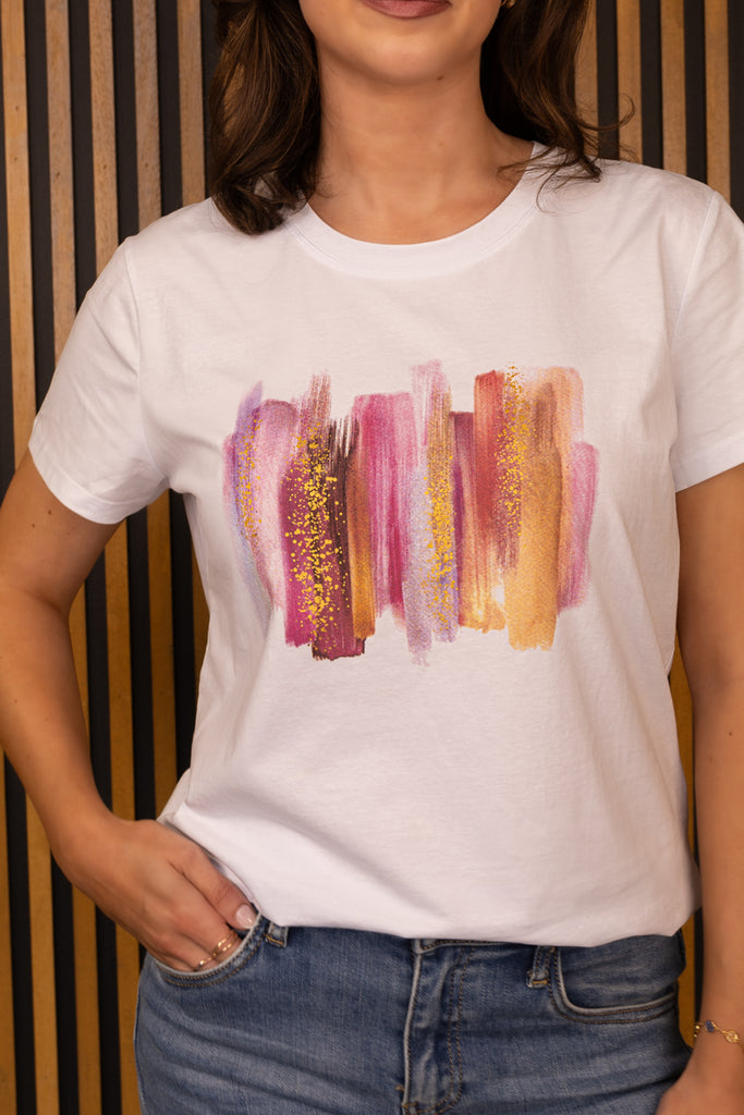 Maggie Pink & Gold Print Graphic Tee