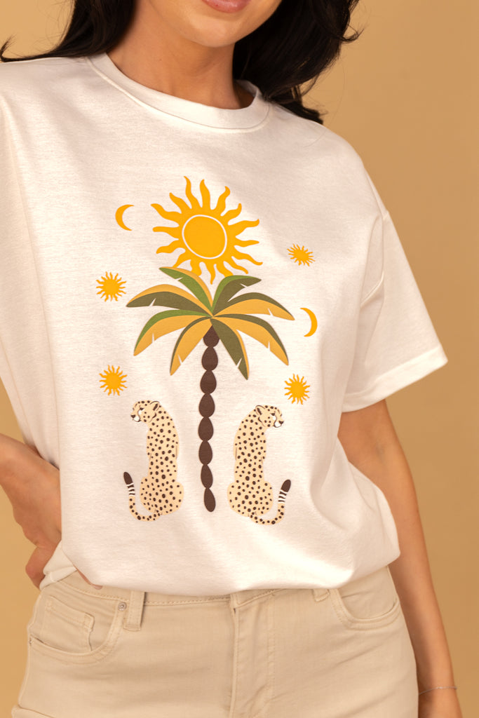 Hannah O-neck White Print T-Shirt