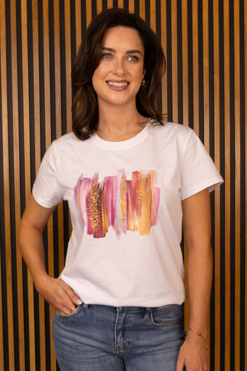 Maggie Pink & Gold Print Graphic Tee