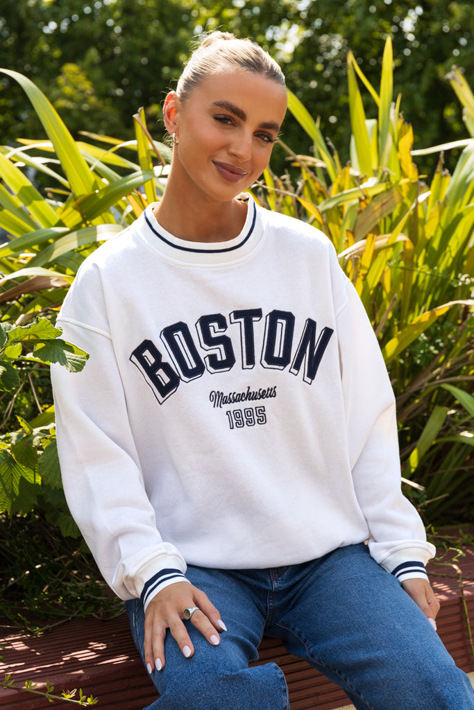 Nia White Boston Varsity Sweater