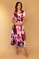 Wine & Blue Abstract Print Willow Dress