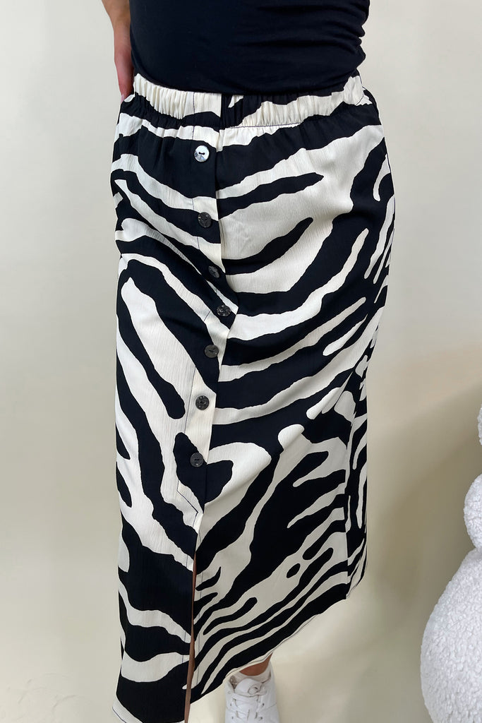Nova Buttoned Zebra Skirt