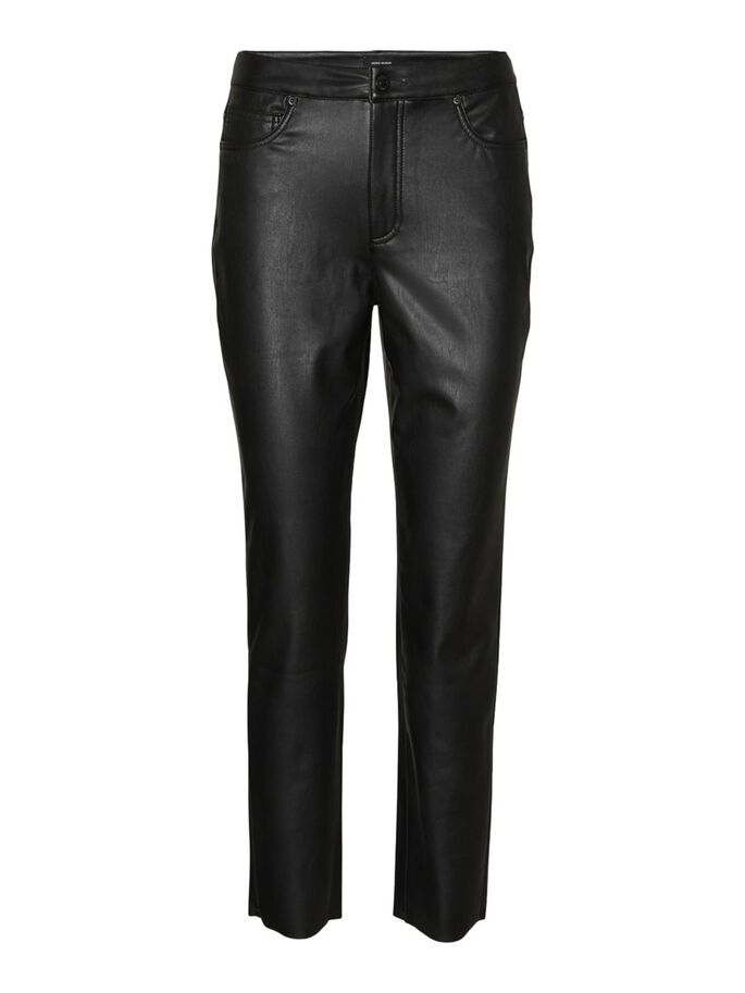 Annie Black Coated High Waisted Straight Trouser