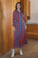 Emily & Me Penny Red Geo Print Shirt Dress