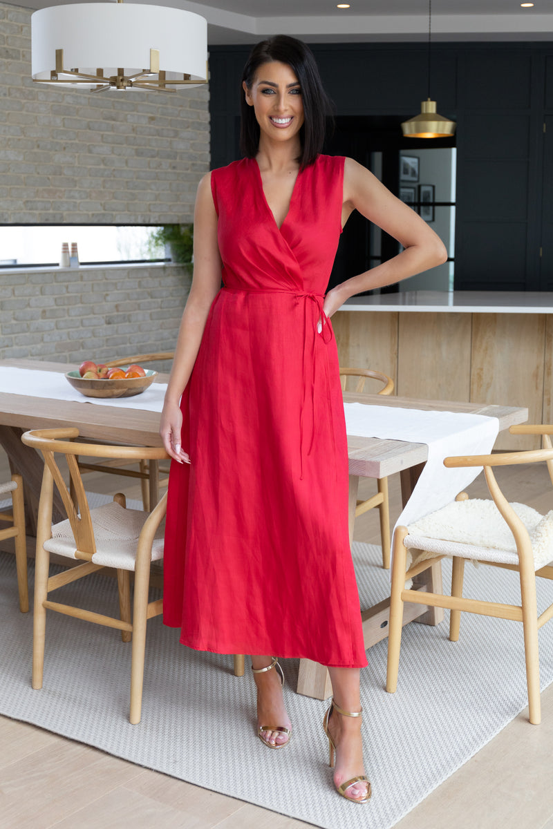 Emily & Me Kim Red Wrap Dress