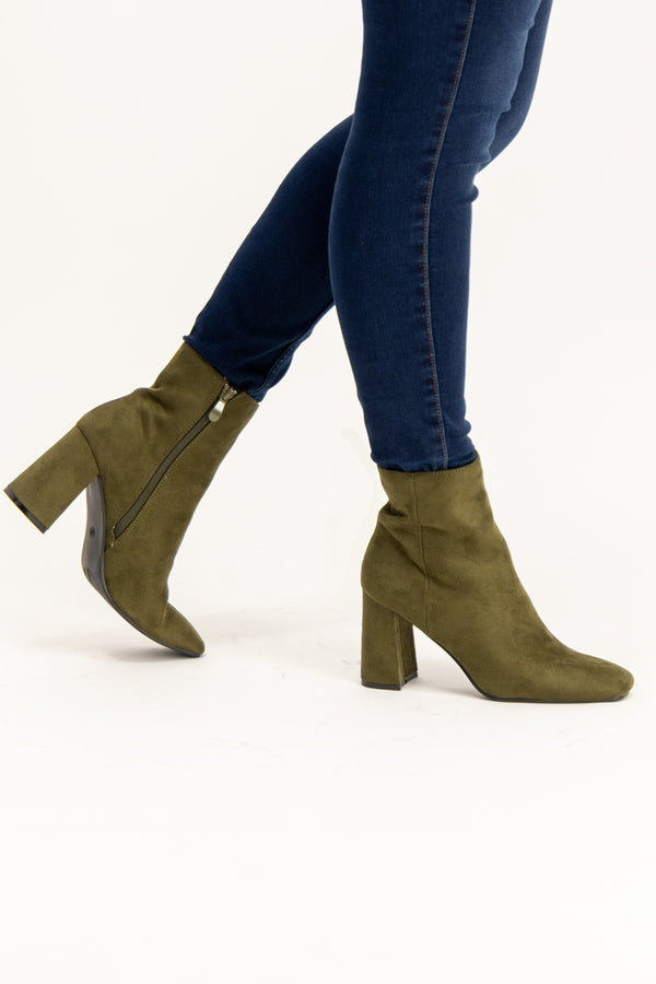 Paige Green Suede Ankle Boot