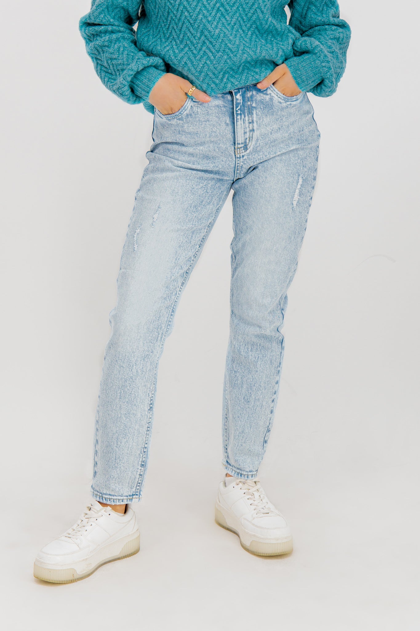 VMBRENDA High rise Straight Fit Jeans, Light Blue