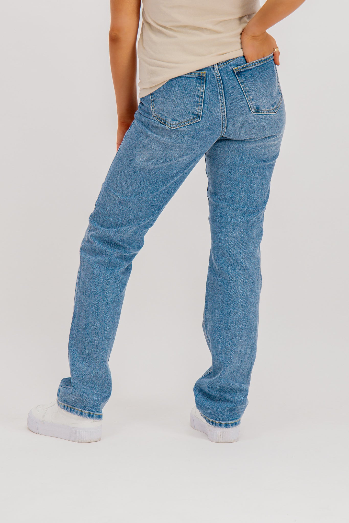 Drew High Rise Straight Light Blue Denim Jeans