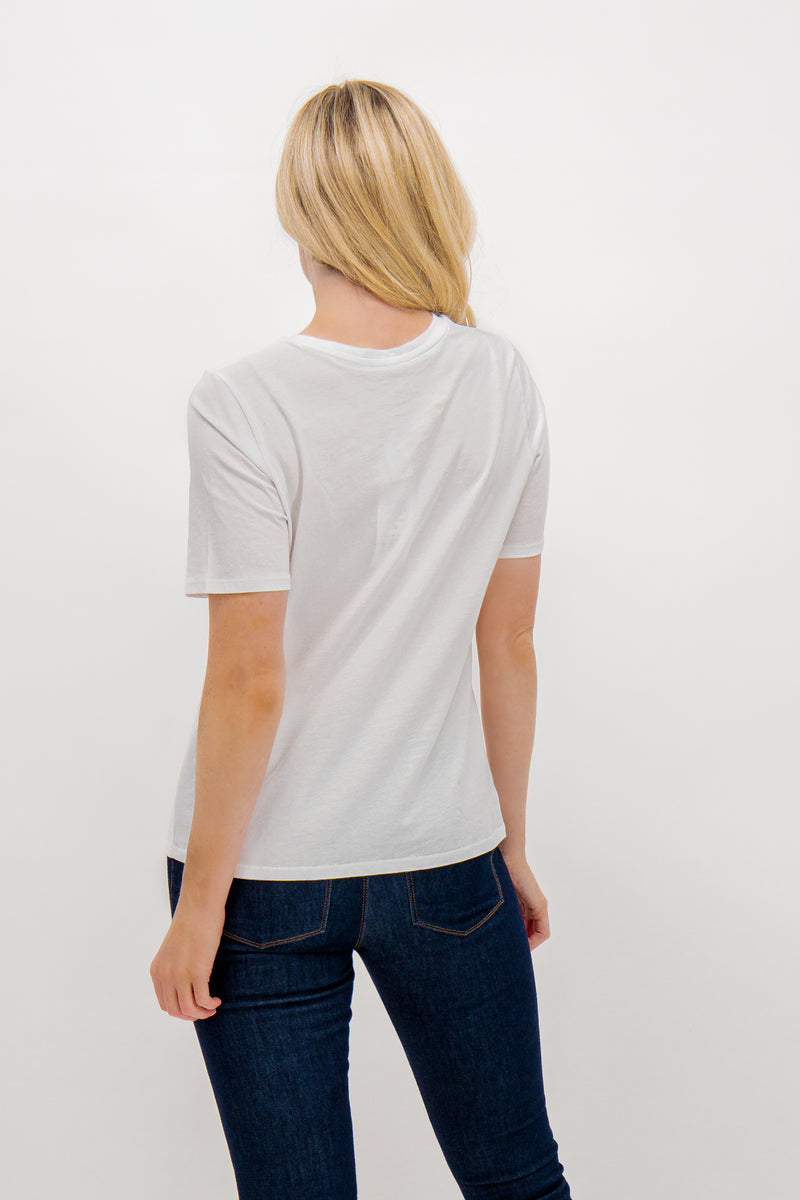 Gene White Solid Coloured T-Shirt