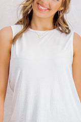 Janine White Loose Fit Tank Top