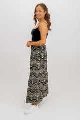 Feline Maxi Black & White Patterned Skirt