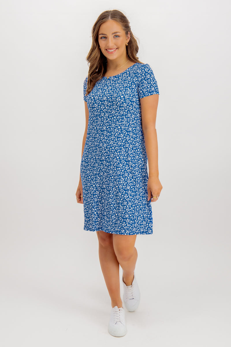 Bera Blue Back Lace Up Short Dress