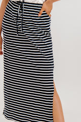 Darling Black Stripe High Waisted Maxi Skirt