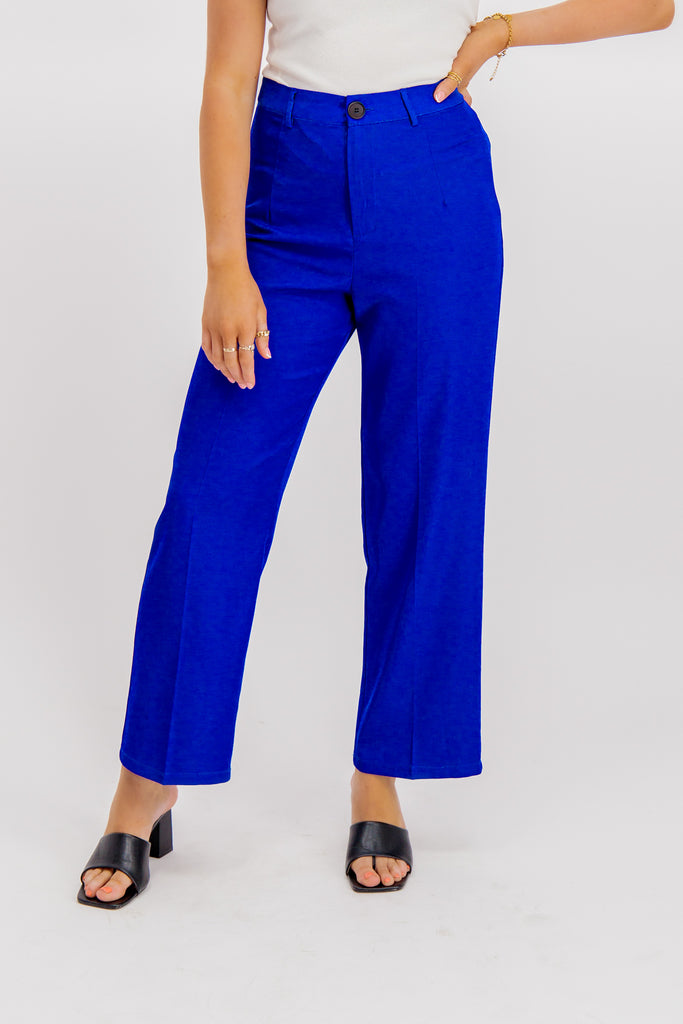 Emily & Me Maura Royal Blue Straight Leg Trousers