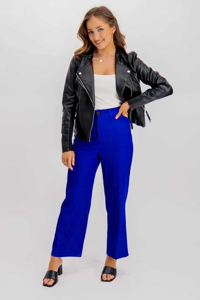 Emily & Me Maura Royal Blue Straight Leg Trousers